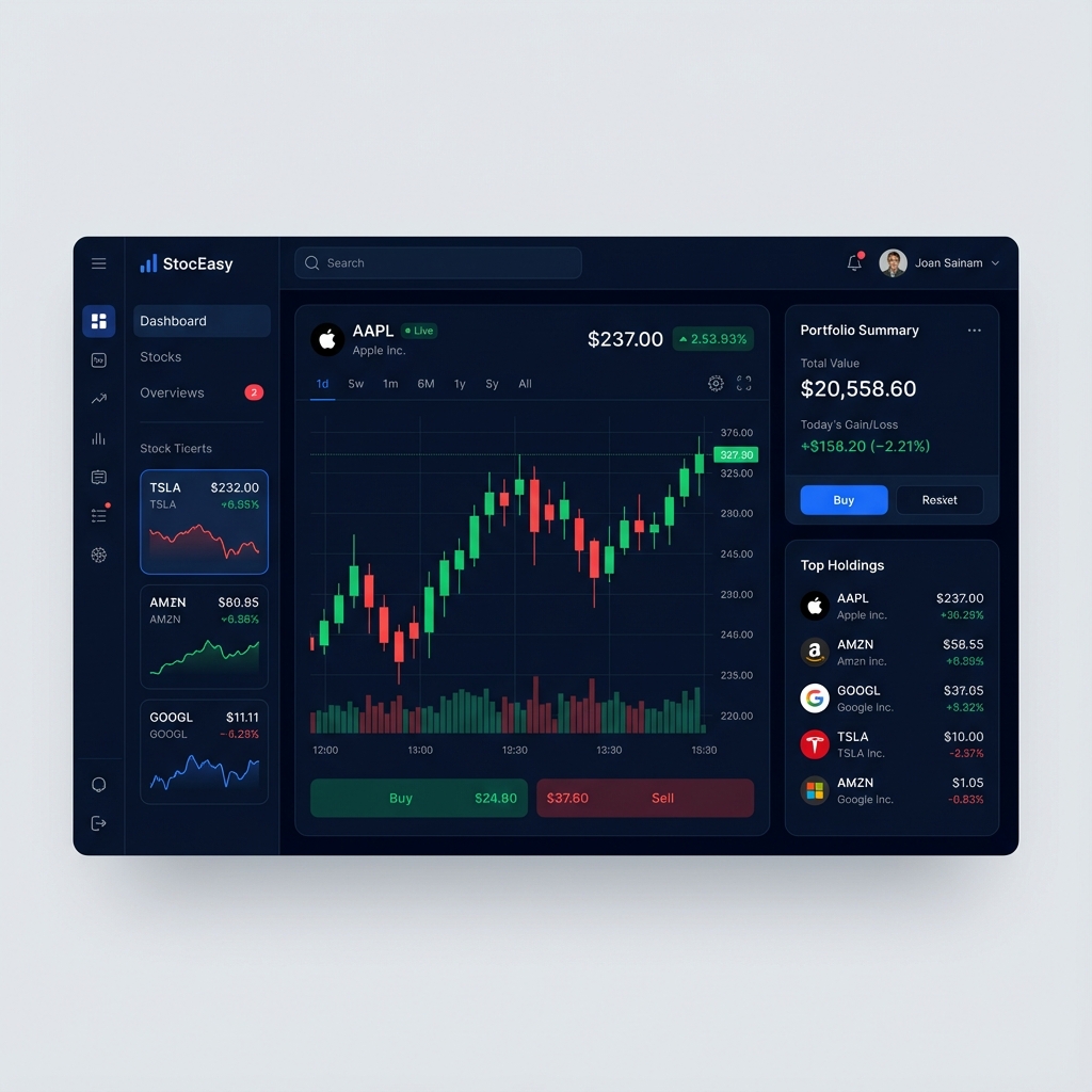 StockEasy - Real-time stock market data and portfolio management by Arham